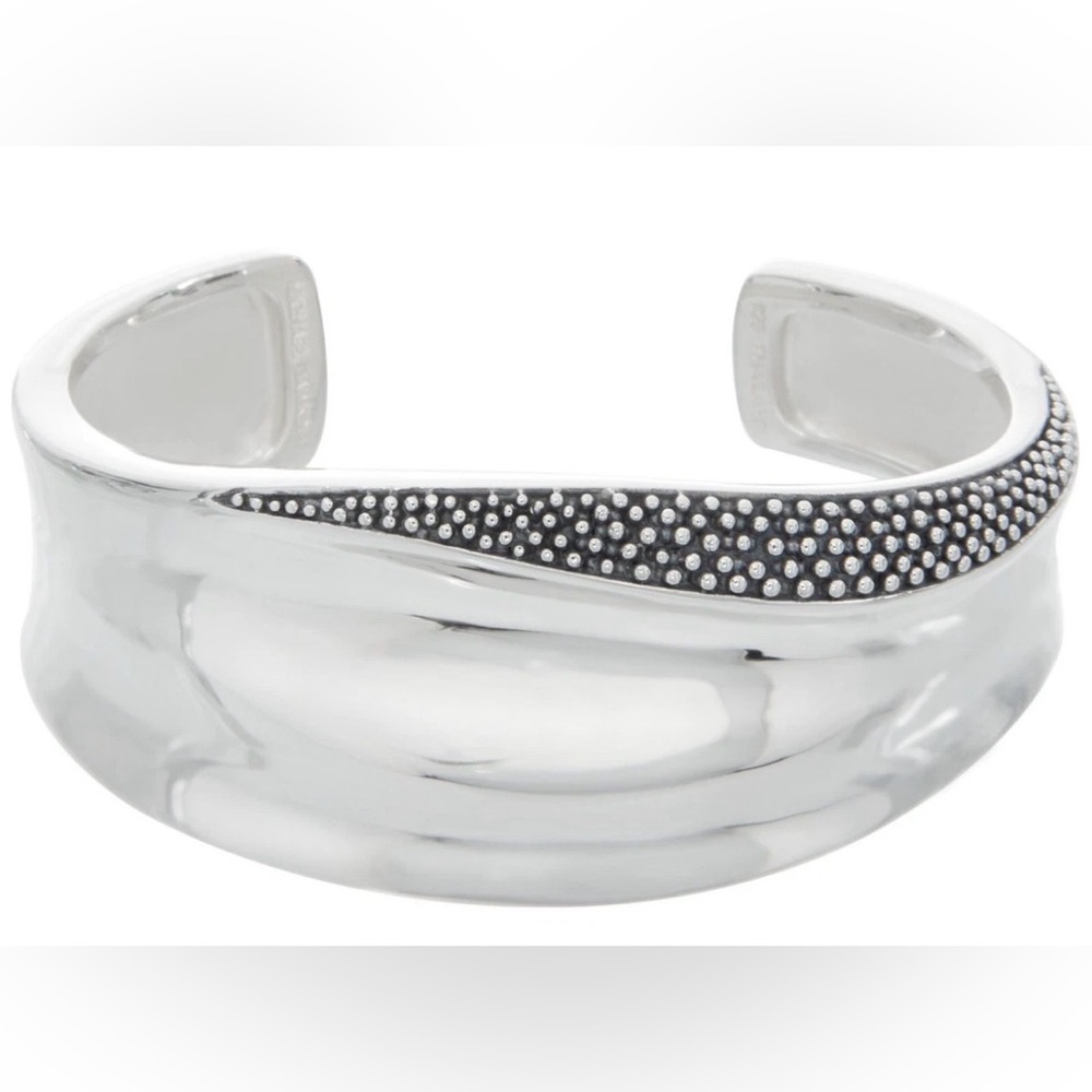 Michael Dawkins 925 Silver Cuff Bracelet with Black Accents